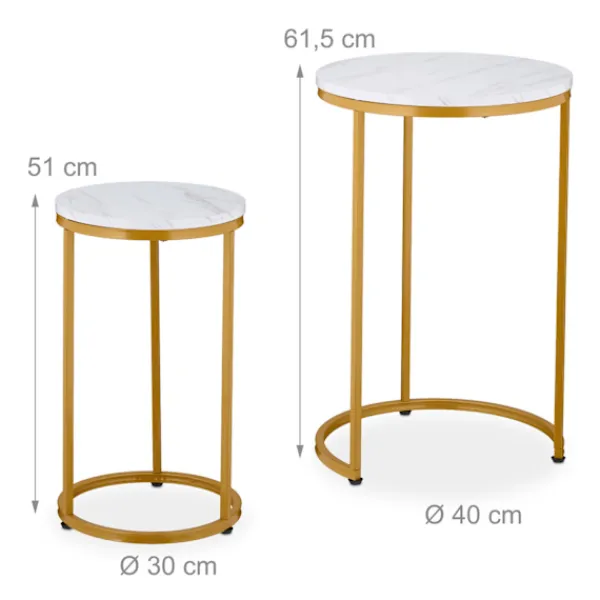 Northix Småbord>Häckningsbord i marmorlook, set med 2, metallben