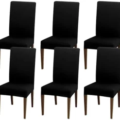 Stolar>Hög Stretch, Avtagbara Tvättbara Stolsöverdrag för Bröllop på Hotellfester (6-Pack, Svart)-FA6-
