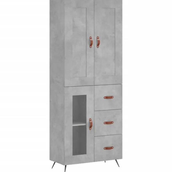 vidaXL Skåp>Högskåp betonggrå 69,5x34x180 cm konstruerat trä