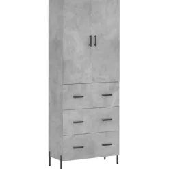 vidaXL Skåp>Högskåp betonggrå 69,5x34x180 cm konstruerat trä