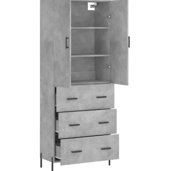 vidaXL Skåp>Högskåp betonggrå 69,5x34x180 cm konstruerat trä
