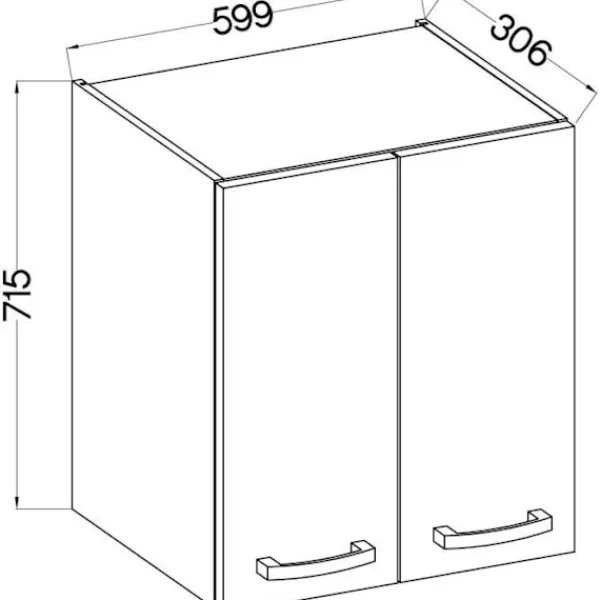 Skåp>Högskåp med gångjärnsdörrar - Matt - L 60 cm x D 31,6 x H 72 cm - LASSEN