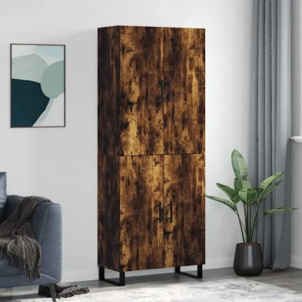 vidaXL Skåp>Högskåp rökfärgad ek 69,5x34x180 cm konstruerat trä