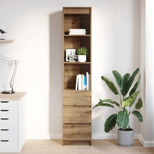 vidaXL Hyllor>Highboard hantverksmässig ek 37,5x35x180 cm konstruerat trä