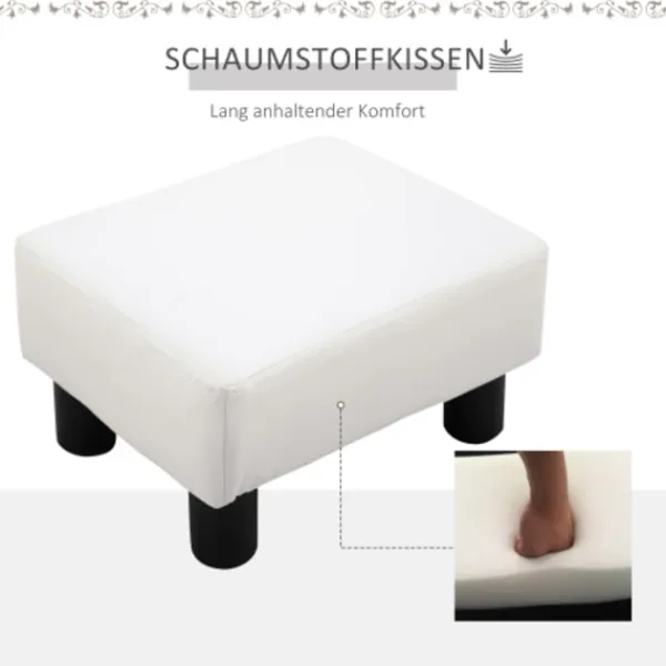 QINGMING Pallar>HOMCOM Chesterfield fotpall konstläder vit 40x30x24cm