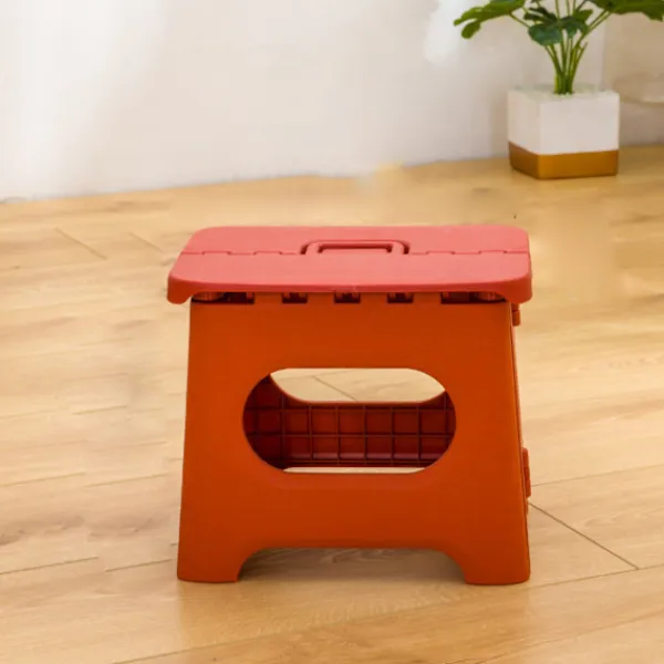 Pallar>Hopfällbar Fotpall Bärbar Stark Utrymmesbesparande Plastfotstöd för Vuxna och Barn Vintage Röd