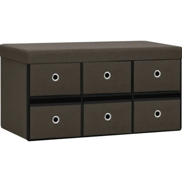 vidaXL Kistor & Koffertar>Hopfällbar förvaringsbänk mörkbrun 76x38x38 cm konstlinne