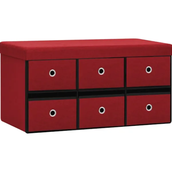 vidaXL Kistor & Koffertar>Hopfällbar förvaringsbänk vinröd 76x38x38 cm konstlinne
