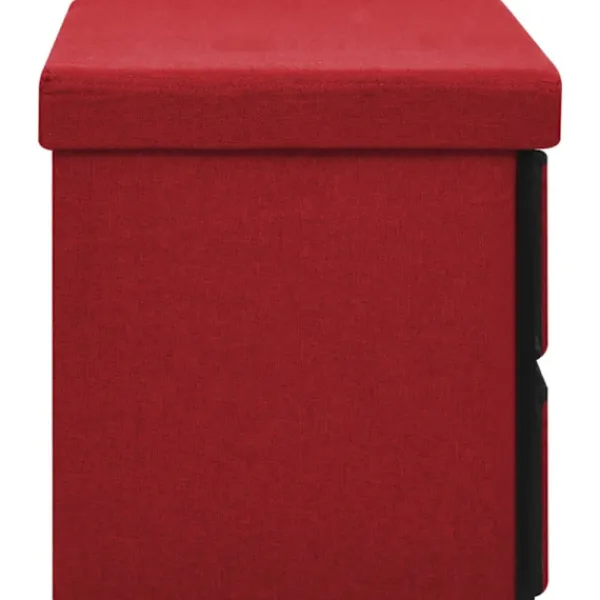 vidaXL Kistor & Koffertar>Hopfällbar förvaringsbänk vinröd 76x38x38 cm konstlinne