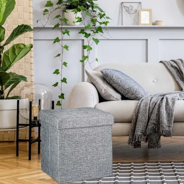 B2X Sittpuffar>Hopfällbar pall med förvaring av linnetyg