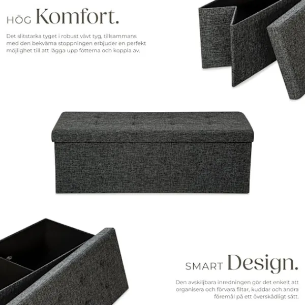 Kistor & Koffertar>Hopfällbar sittbänk med förvaringsutrymme 110 x 38 cm