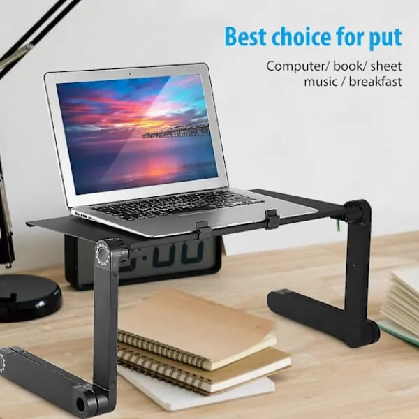 Småbord>Hopfällbart nattduksbord, justerbart bord, datorbricka för soffa, frukostbricka för säng, laptopbord, 360 graders lutningsstativ