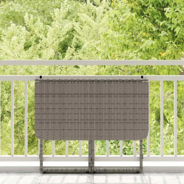 vidaXL Balkongmöbler>Hopfällbart trädgårdsbord grå 90x51x75 cm konstrotting