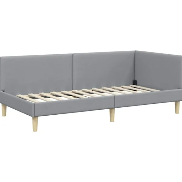 vidaXL Sängar>Hörn Sängram Ljusgrå 80 cm x 200 cm Tyg och plywood
