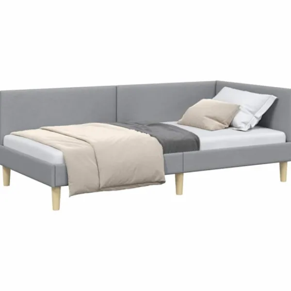 vidaXL Sängar>Hörn Sängram Ljusgrå 80 cm x 200 cm Tyg och plywood