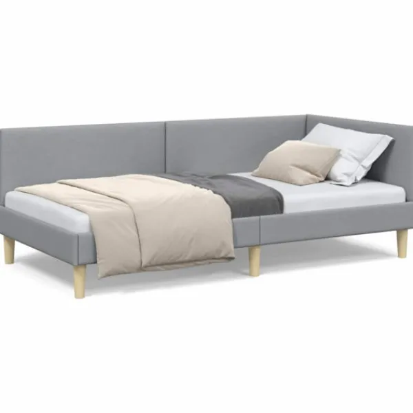 vidaXL Sängar>Hörn Sängram Ljusgrå 80 cm x 200 cm Tyg och plywood