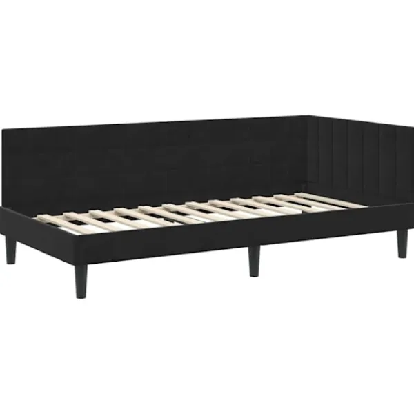 vidaXL Soffor>Hörn Sängram med huvudgavel Svart 90 cm x 200 cm Sammet