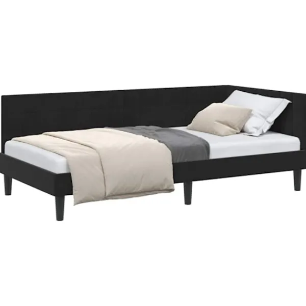 vidaXL Soffor>Hörn Sängram med huvudgavel Svart 90 cm x 200 cm Sammet