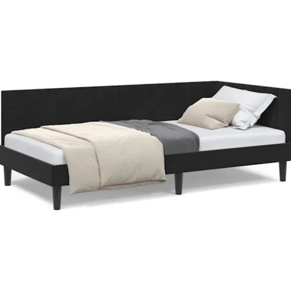 vidaXL Soffor>Hörn Sängram med huvudgavel Svart 90 cm x 200 cm Sammet