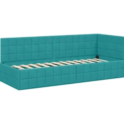 vidaXL Sängar>Hörn Sängram med huvudgavel Turkos 80 cm x 200 cm Sammet