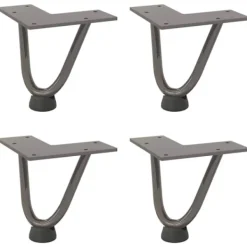 vidaXL Soffbord>Hårnålsben för soffbord 4 st naturstål 10 cm massivt stål