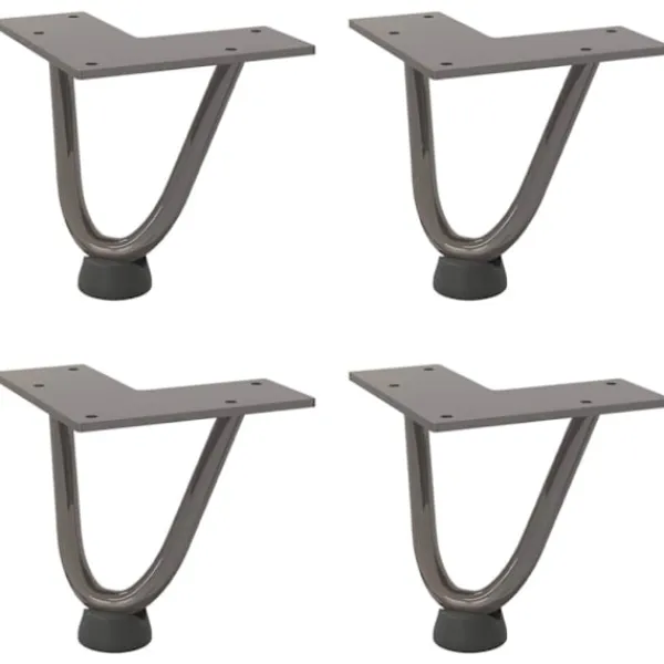 vidaXL Soffbord>Hårnålsben för soffbord 4 st naturstål 10 cm massivt stål