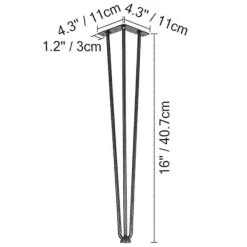 Matbord>Hårnålsbordsben 40 cm, Set med 4 DIY Skrivbordsbordsben 3 Stänger Kraftig
