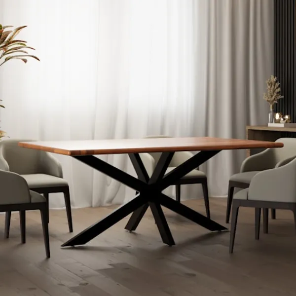 BellaFurn Matbord>Industriella stålbordben - Bordram - Scratching Design | Färg: Svart | Storlek: 150x78x71 cm