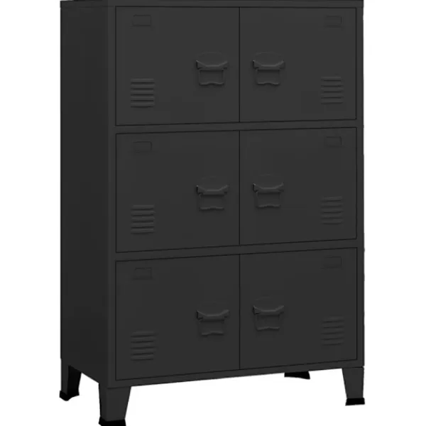 vidaXL Skåp>Industriellt förvaringsskåp svart 75x40x115 cm metall