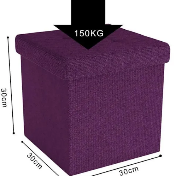 INTIRILIFE Sittpuffar>Hopfällbar sittsäck 30x30x30 cm i FOG - Kubsits med förvaringsutrymme och tygöverdrag med ihålig