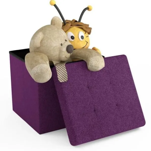 INTIRILIFE Sittpuffar>Hopfällbar sittsäck 30x30x30 cm i FOG - Kubsits med förvaringsutrymme och tygöverdrag med ihålig