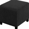 Sittpuffar>Jacquard Stretch Fyrkantig Pallöverdrag Soffpallöverdrag Mjukt Fyrkantigt Fotpallöverdrag Tvättbart Avtagbart (Svart, 27-32 tum/68-81 cm)
