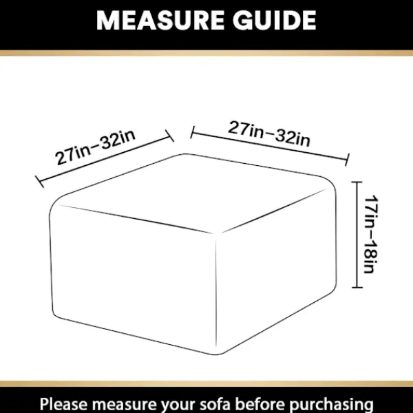 Sittpuffar>Jacquard Stretch Square Ottoman Cover Sofa Stool Cover Soft Square Footstool Covers Washable Removable (Svart, 27-32 tum/68-81cm)