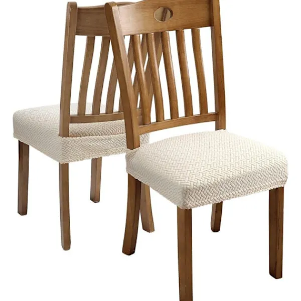 Stolar>Jacquard Stretch Stolsöverdrag för Matsal Avtagbara Tvättbara Stolsöverdrag, Beige(4st)