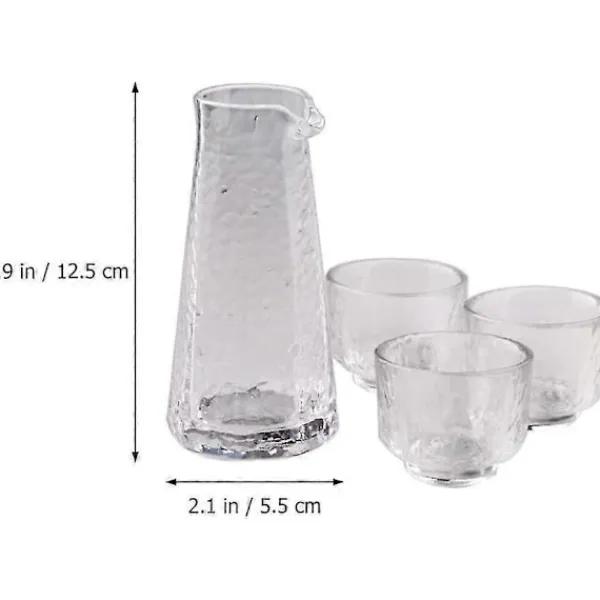 Matgrupper>Japanskt Sake Set - Glas Karaff med 3 Sake Koppar