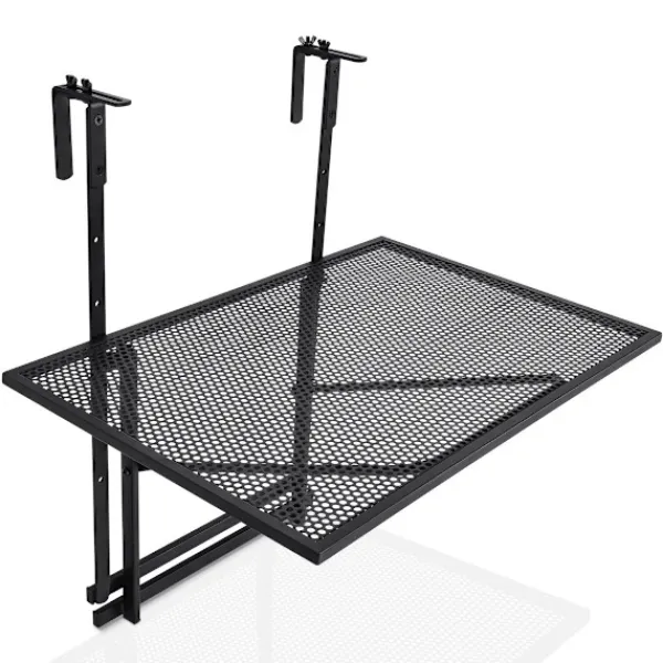 Northix Balkongmöbler>Justerbar hängande järnhylla – 5 höjder, 60,5 x 48 cm, svart