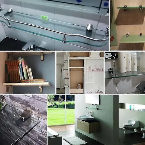 Hyllor>Justerbar Väggmonterad Glasklämfäste - 4 st för Installation av Glashyllor