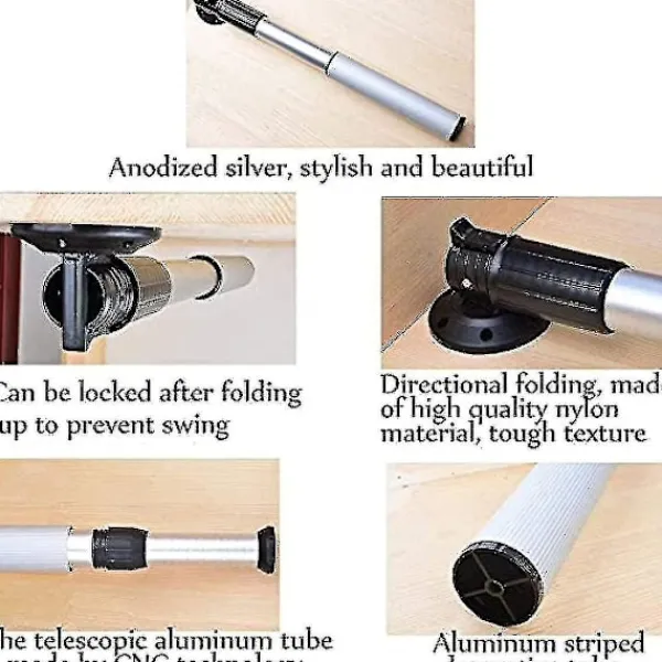 Matbord>Justerbara stödben i aluminiumlegering, hopfällbart matbord, bordsben, lyftstångsben, justerbara stödben, teleskopiska hopfällbara multifunktionella | Fyndiq