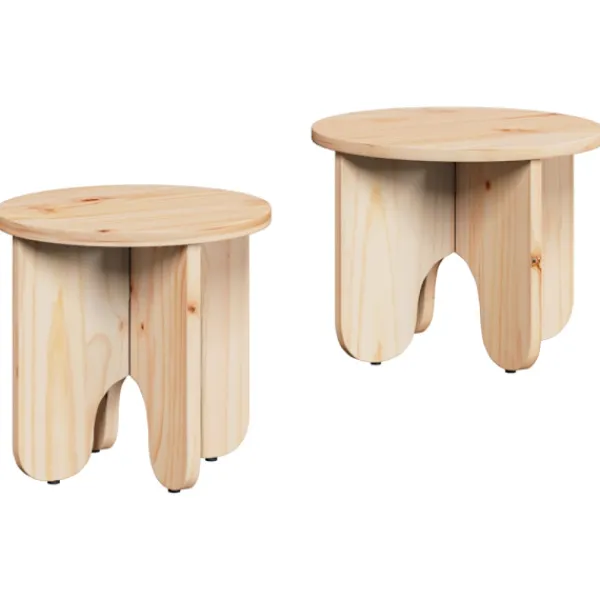 vidaXL Småbord>Kaffeebord 2 pcs Naturfärg Massivt tallträ