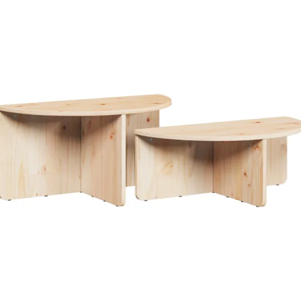vidaXL Soffbord>Kaffeebord 2 pcs Naturfärg Massiv furu