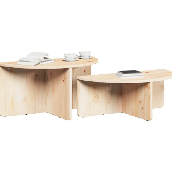 vidaXL Soffbord>Kaffeebord 2 pcs Naturfärg Massiv furu