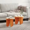 vidaXL Småbord>Kaffeebord 2 pcs Vaxbrun Massivt tallträ