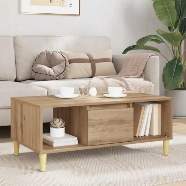 vidaXL Soffbord>Kaffeebord Artisan Ek 90 x 50 x 26.5 cm Konstruerat trä