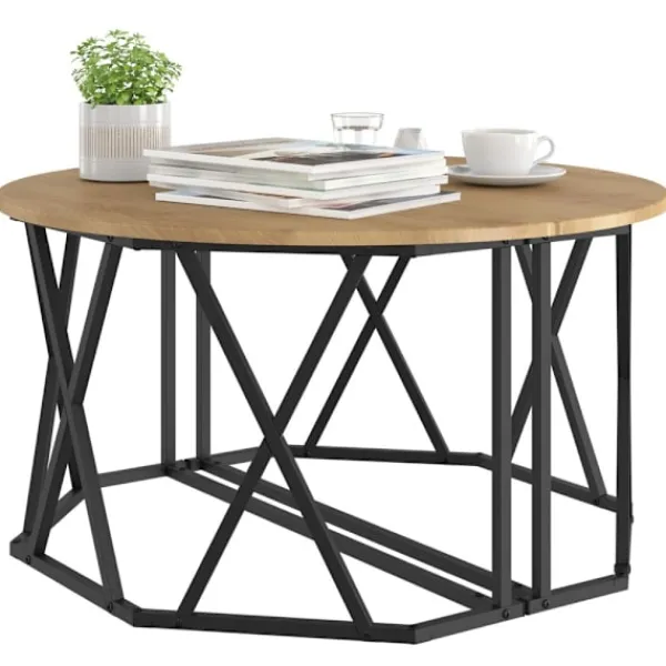 vidaXL Soffbord>Kaffeebord Artisan Ek 80 x 80 x 42 cm Konstruerat trä och stål