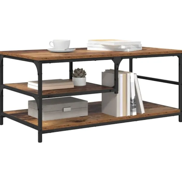 vidaXL Soffbord>Kaffeebord Gammalt trä 90 x 49 x 40 cm Konstruerat trä