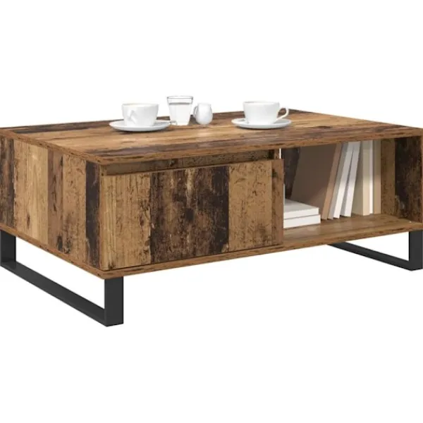 vidaXL Soffbord>Kaffeebord Gammalt trä 90 x 60 x 35 cm Konstruerat trä