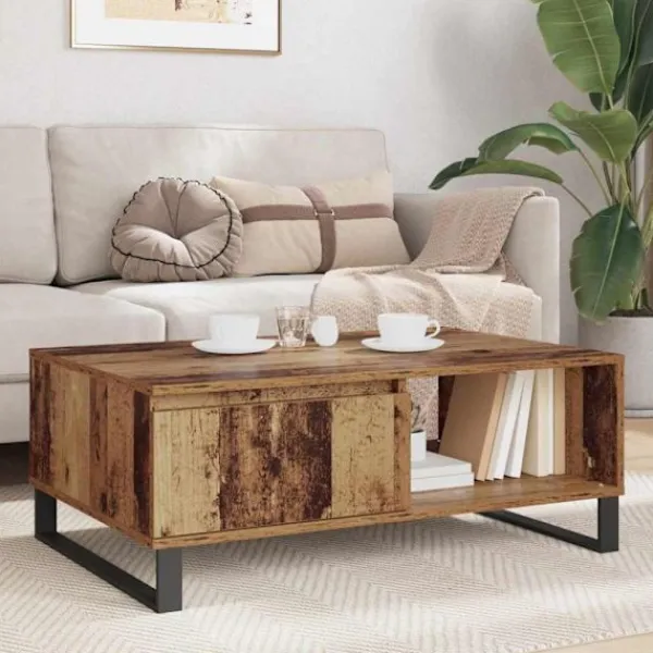 vidaXL Soffbord>Kaffeebord Gammalt trä 90 x 60 x 35 cm Konstruerat trä