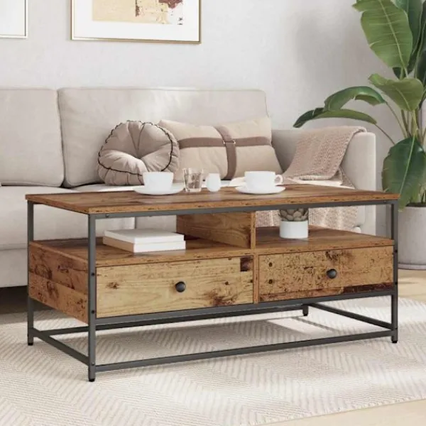 vidaXL Soffbord>Kaffeebord Gammalt trä 100 x 51 x 45 cm Konstruerat trä