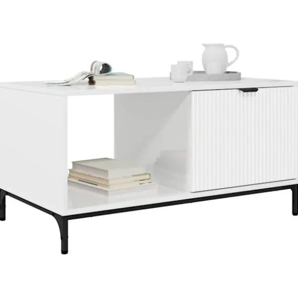 vidaXL Soffbord>Kaffeebord Högblanka vita 90 x 49 x 46 cm Konstruerat trä