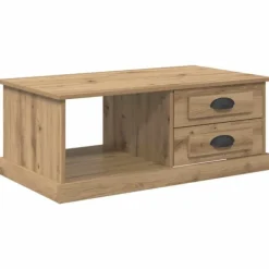 vidaXL Soffbord>Kaffeebord med låda Artisan Ek 90 x 50 x 35 cm Konstruerat trä